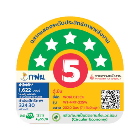 ตู้เย็น 2 ประตู WORLDTECH รุ่น WT-MRF-225W_SIL ขนาด 7.1 คิว ความจุ 202 ลิตร สีเงิน_9
